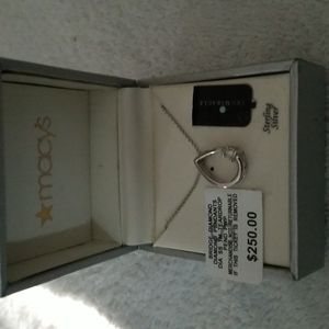 Macy's Dept Store TruMiracle 18" Bridge Diamond Sterling Silver Teardrop Pendant